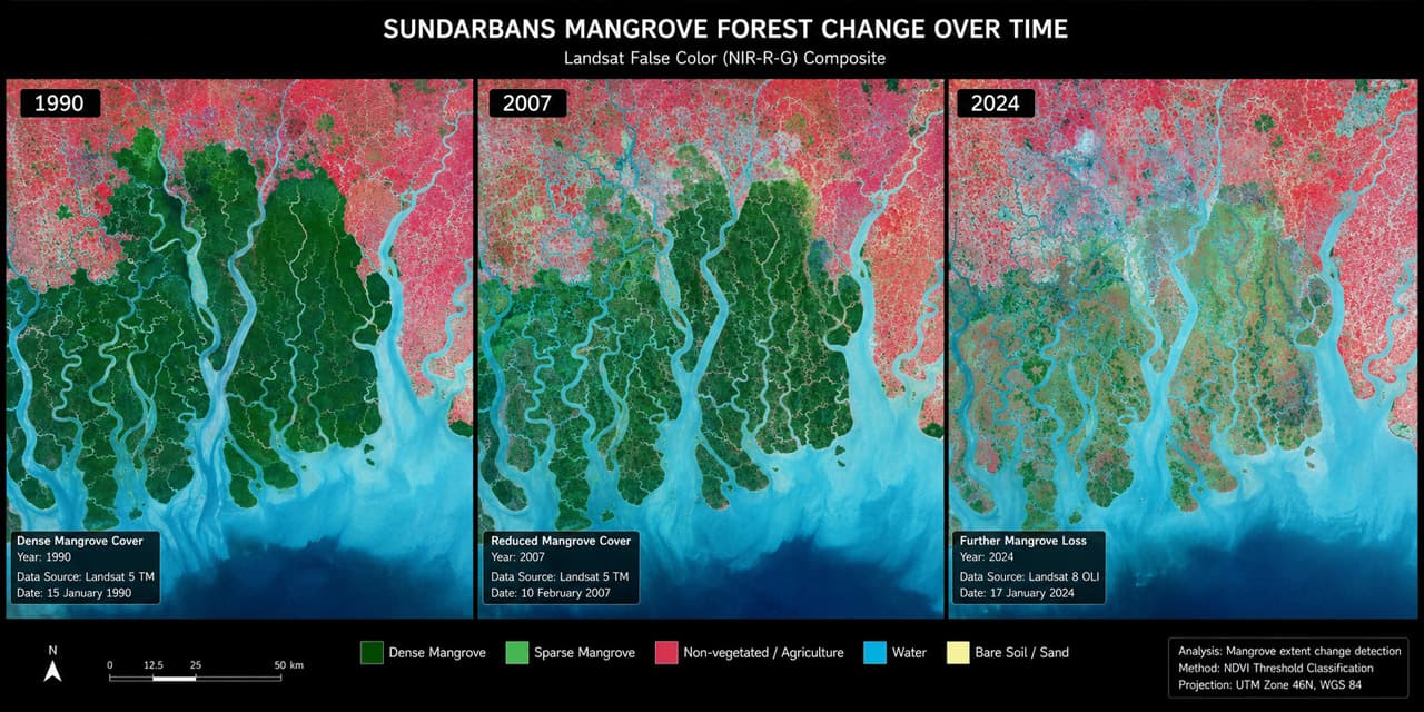 Thirty Years of Change: Satellite Image Analysis of Sundarbans Mangrove Cover 1990–2024