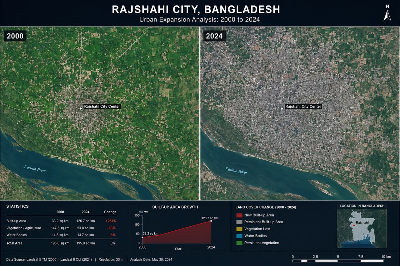 Urban Growth Analysis of Rajshahi City Using Multi-Temporal Satellite Imagery and GIS