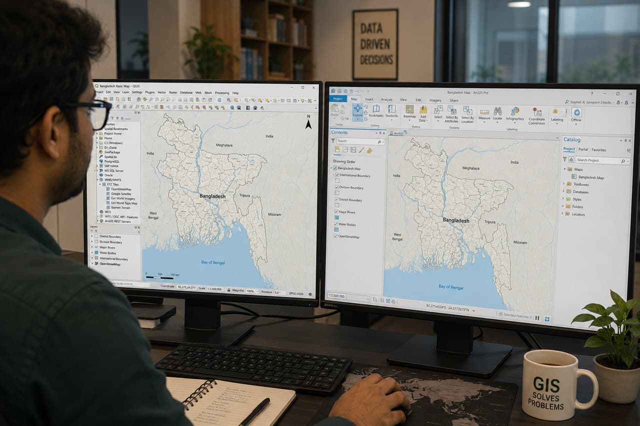 QGIS vs ArcGIS for Bangladesh Projects: An Honest Comparison for Local Geo Professionals