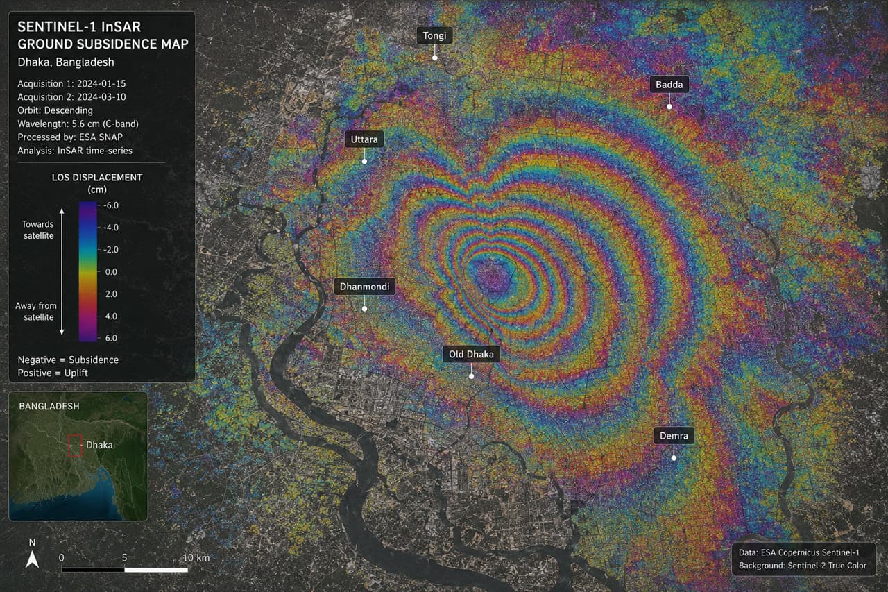 SAR Interferometry for Surface Subsidence Monitoring: Measuring Ground Deformation from Orbit